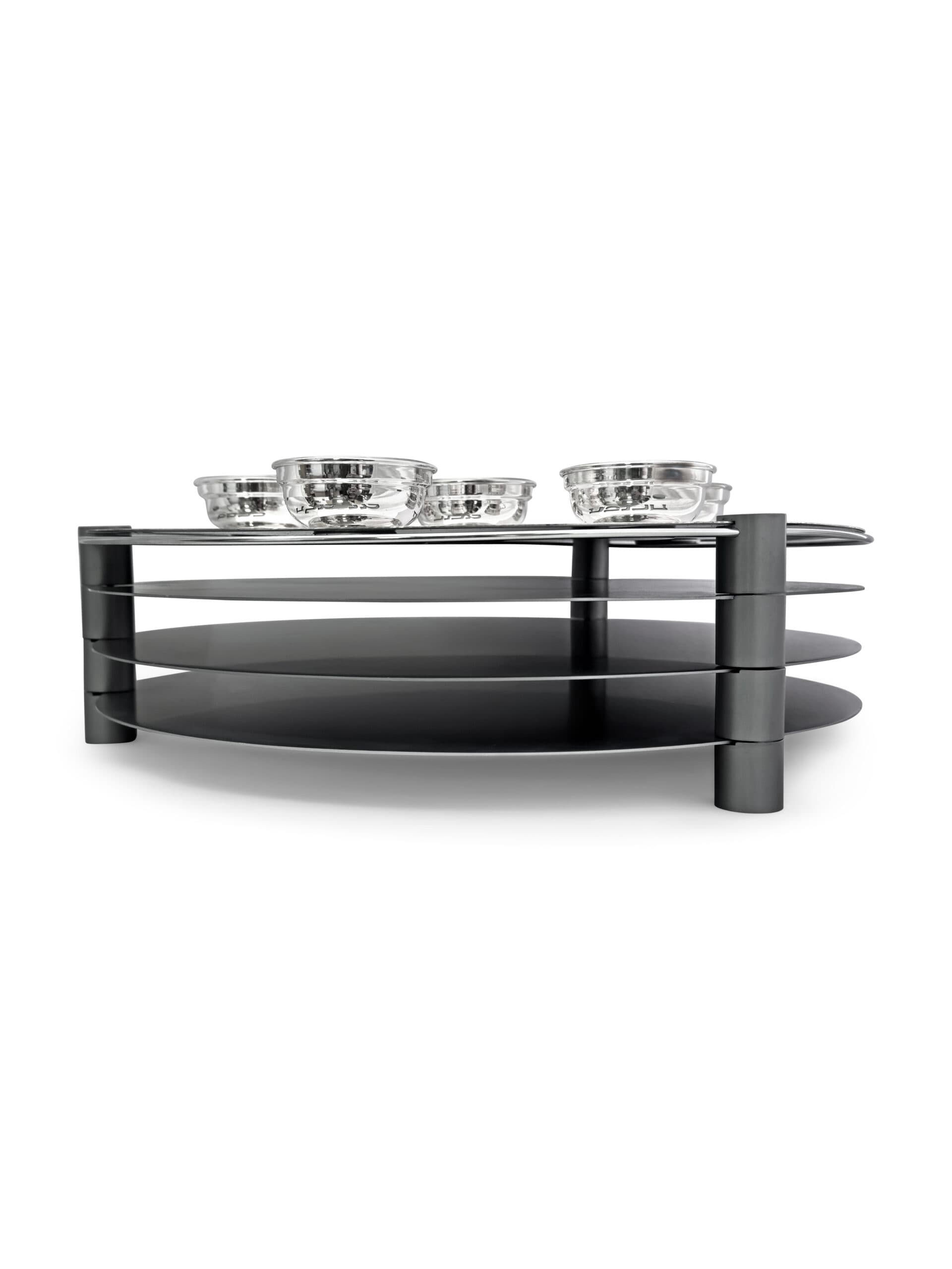 Extra Large Modern Silver Passover Seder Plate with Open Body - thumbnail 5