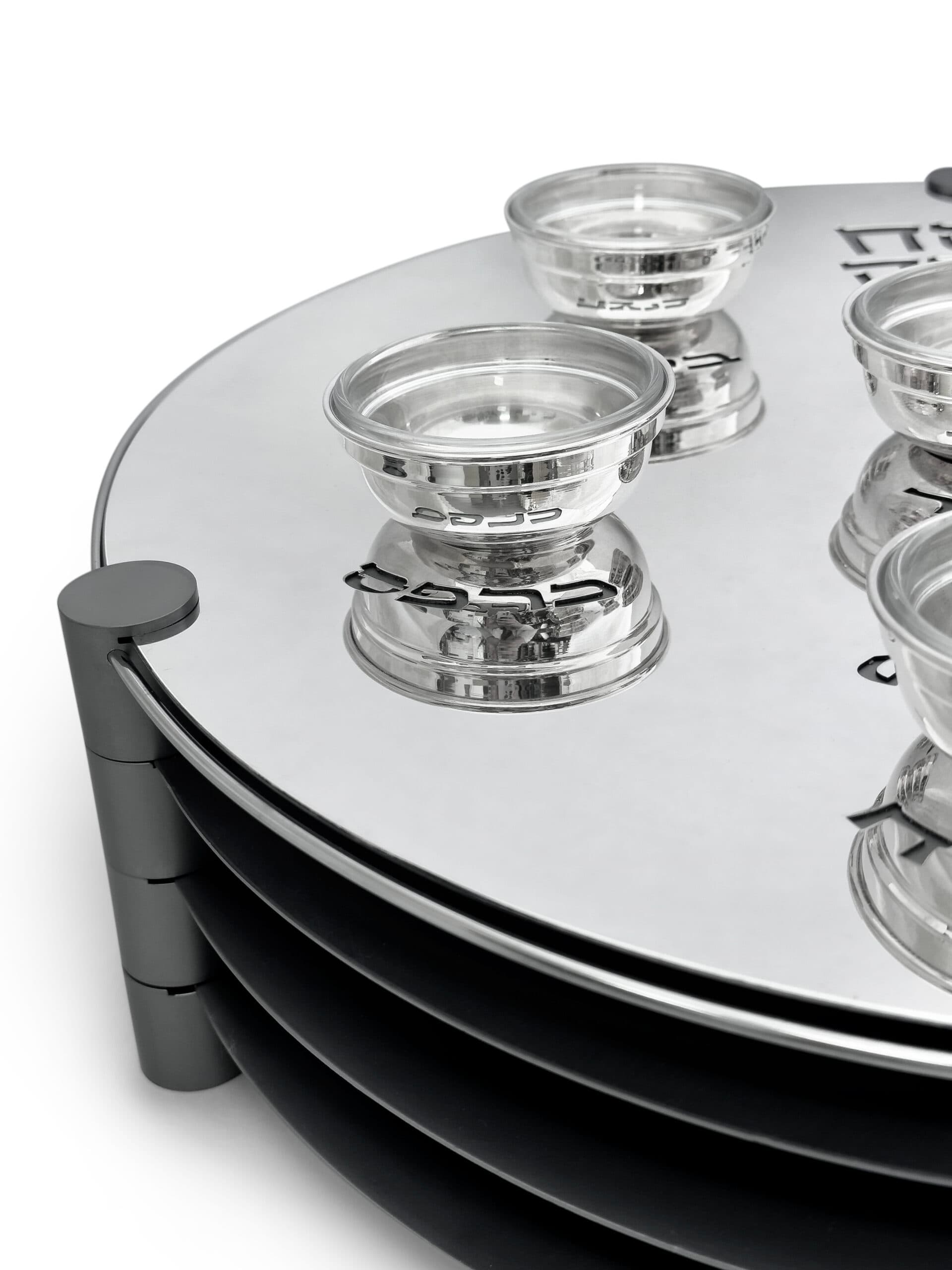 Extra Large Modern Silver Passover Seder Plate with Open Body - thumbnail 4