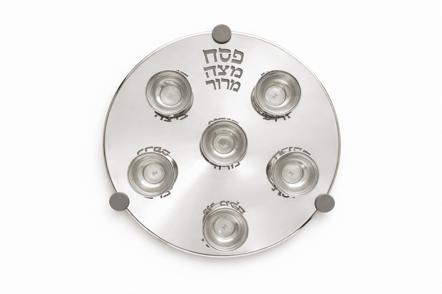 Extra Large Modern Silver Passover Seder Plate with Open Body - thumbnail 10