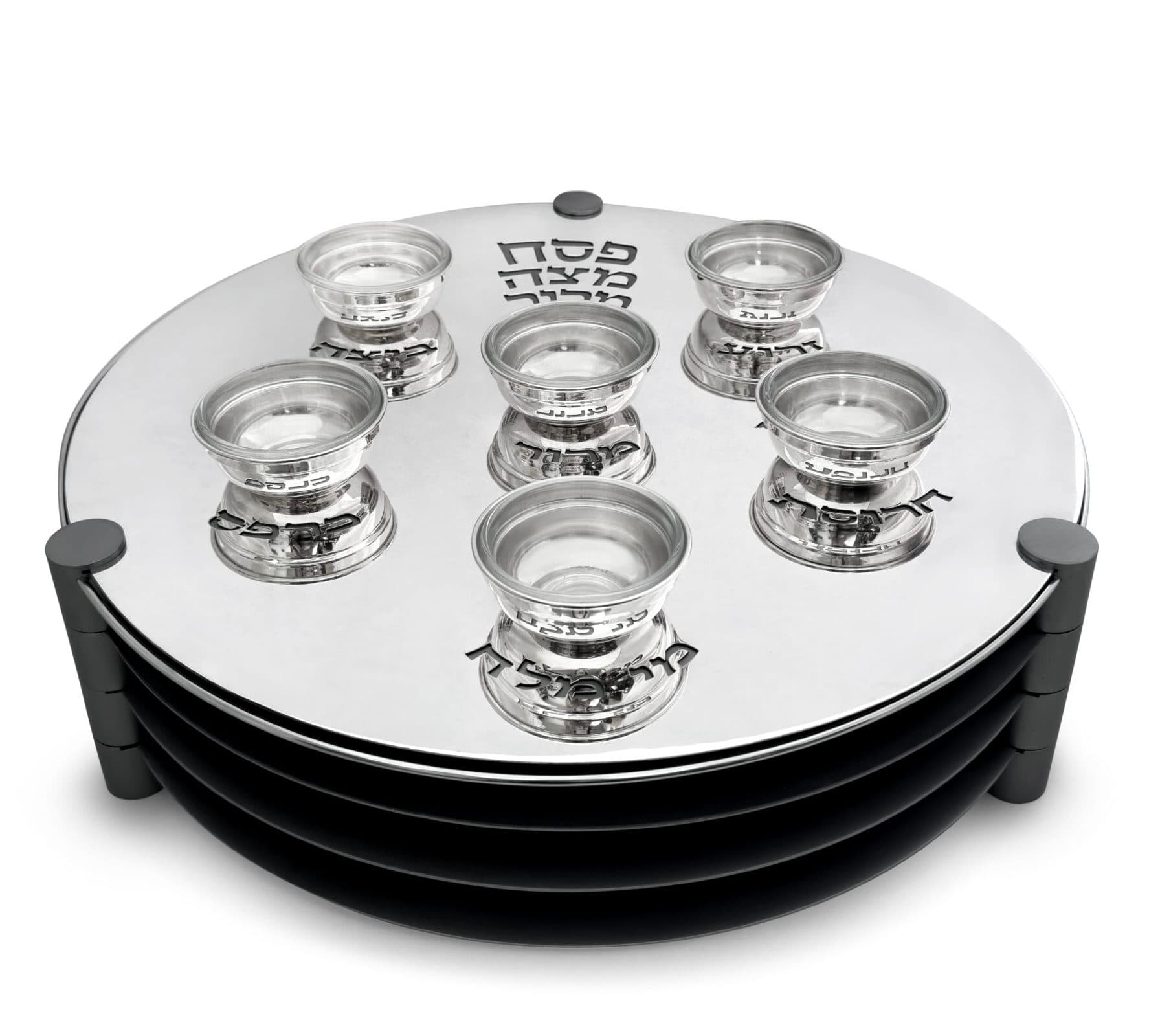 Extra Large Modern Silver Passover Seder Plate with Open Body