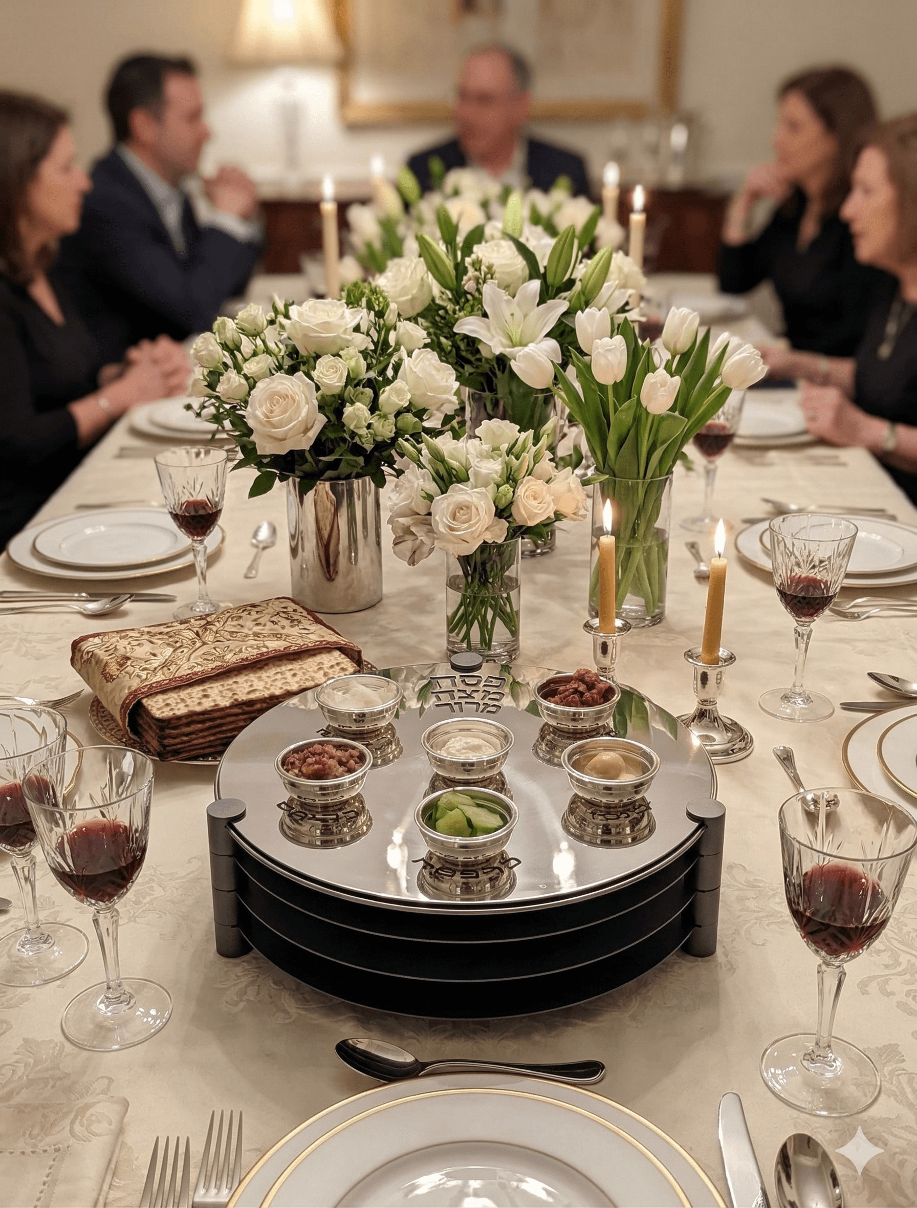 Extra Large Modern Silver Passover Seder Plate with Open Body - thumbnail 6