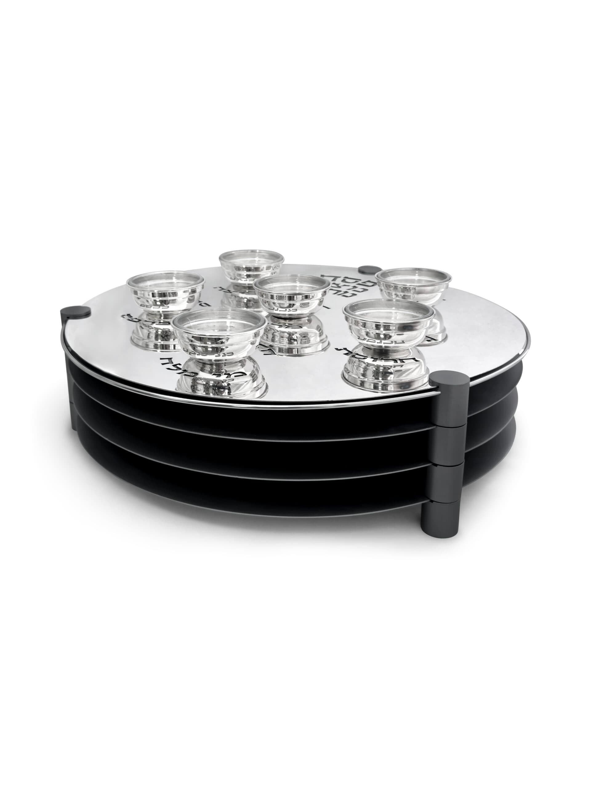 Extra Large Modern Silver Passover Seder Plate with Open Body - thumbnail 3