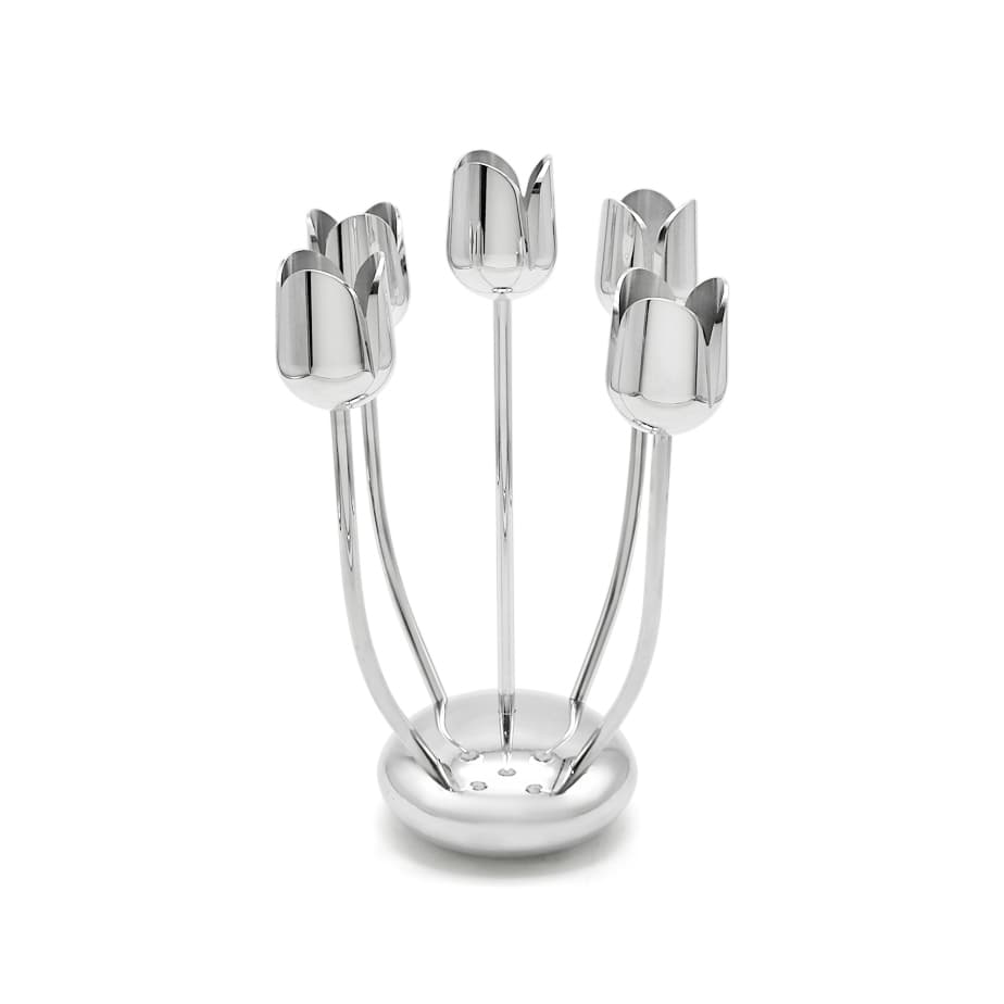 Shine Silver Tulip Candelabra From Aluminum That Non-Tarnish