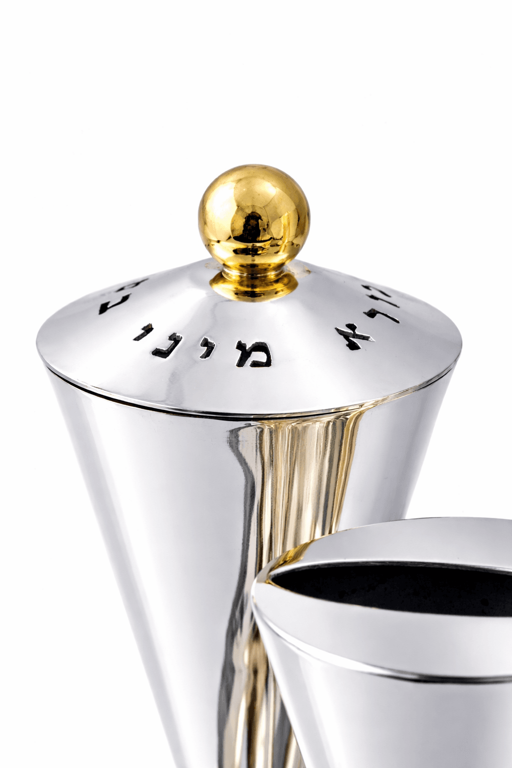 Modern Sterling Silver Conical Havdalah Set With Gold Spheres - thumbnail 7