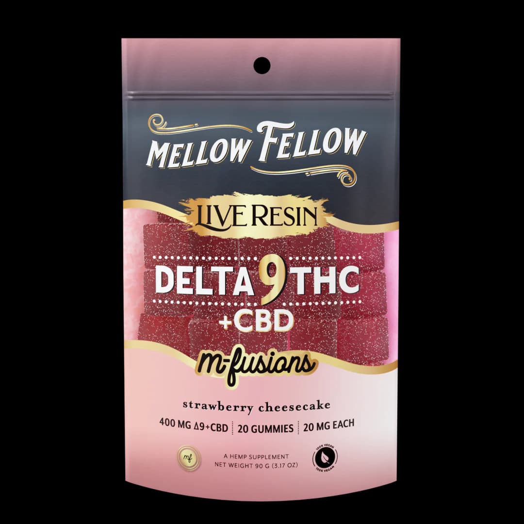 Mellow Fellow Delta 9/CBD Gummies – Strawberry Cheesecake – 20ct
