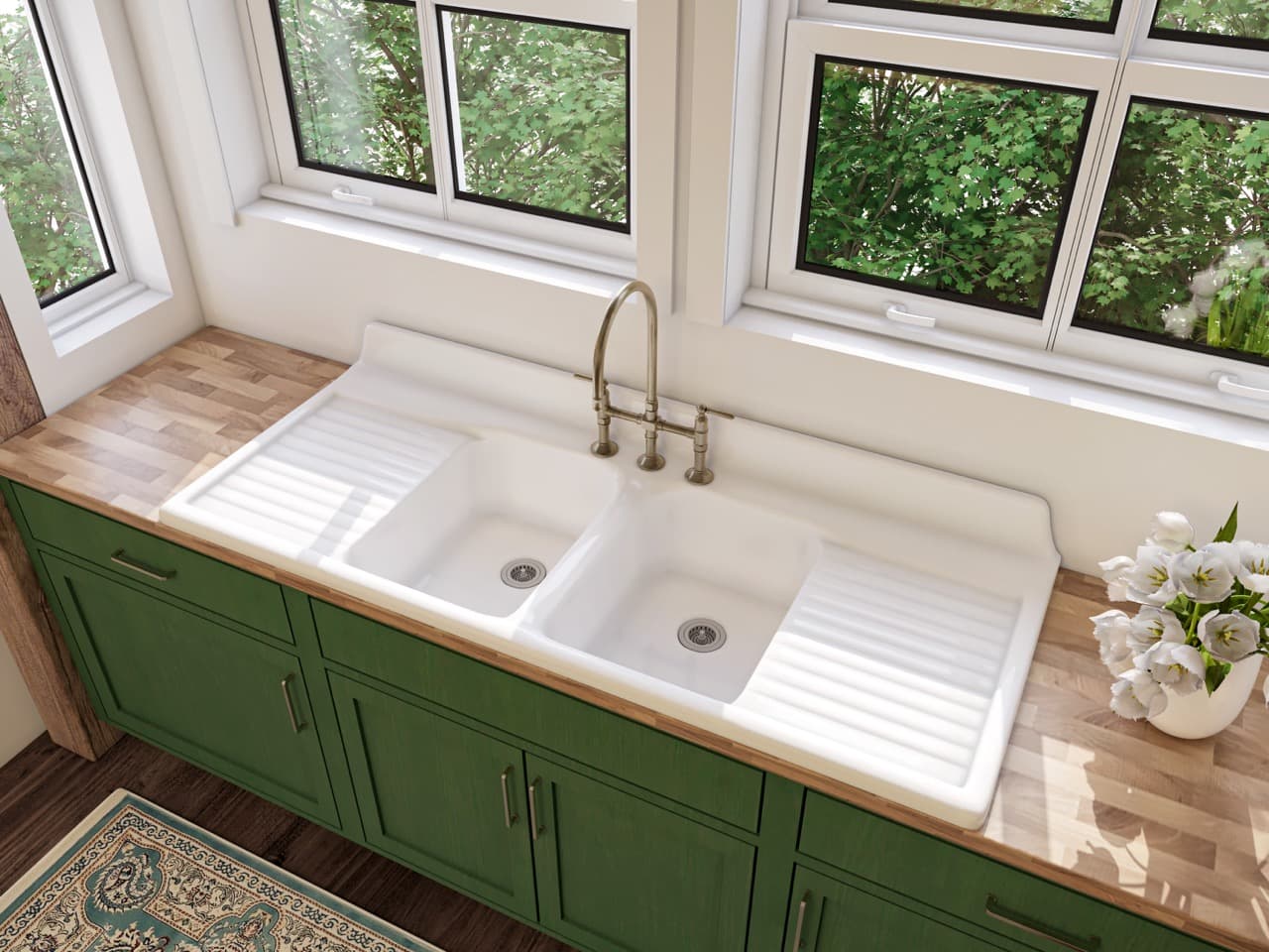 Double Bowl Drainboard Farmhouse Sink – Model #DBDW6025