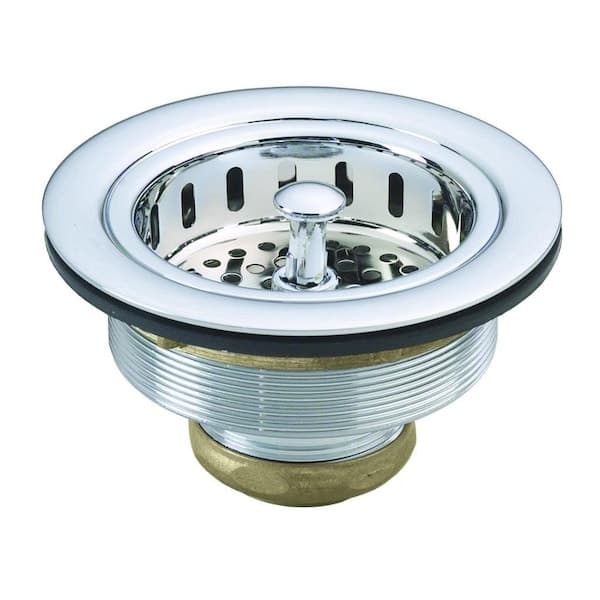 Westbrass 3-1/2″ Post Style Kitchen Sink Basket Strainer, Polished Chrome
