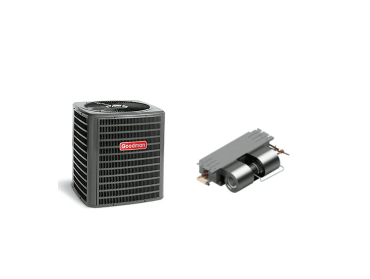 R-32 Goodman 1.5 Ton 14.3 SEER2, Single Stage Heat Pump, with First Company Air Handler (AHRI Rating 15.2 SEER2)