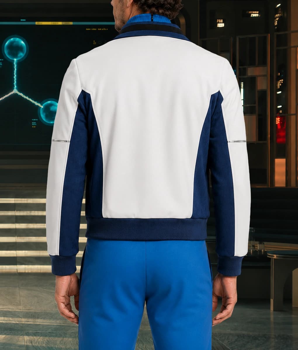 Pedro Pascal White &amp; Blue Leather Jacket - thumbnail 5