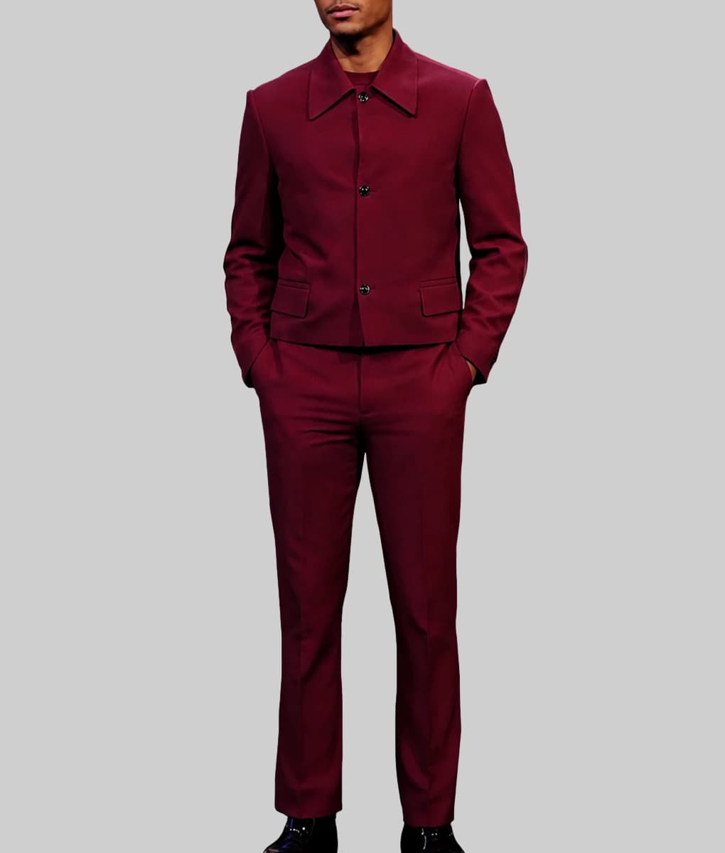 Jaafar Jackson Burgundy Suit
