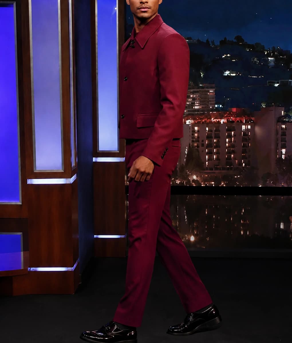 Jaafar Jackson Burgundy Suit - thumbnail 4