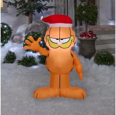Gemmy Inflatable Garfield with Santa Hat