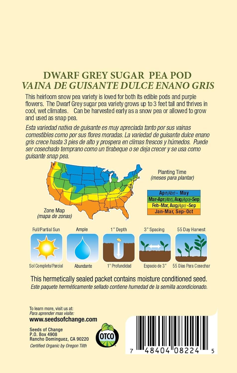 Seeds of Change Dwarf Grey Sugar Pea Pod - thumbnail 3