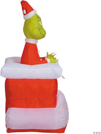 Gemmy Inflatable Dr. Seuss Pop-Up Grinch with Chimney - thumbnail 3