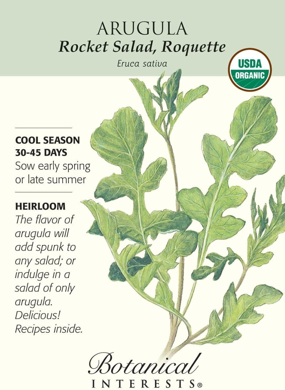 Botanical Interests Organic Arugula Rocket Seeds