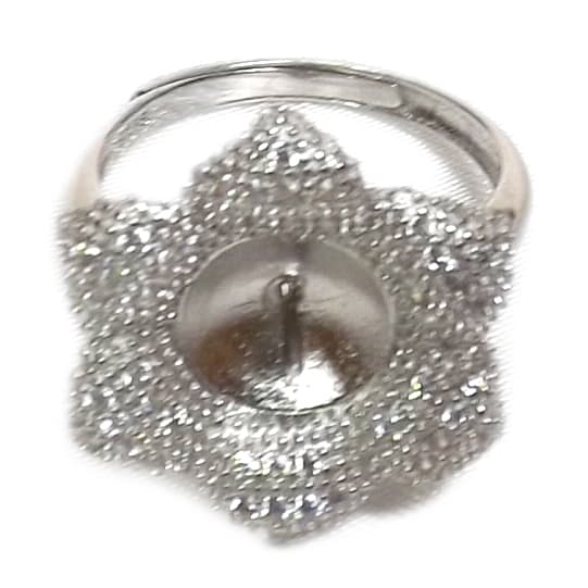 Gorgeous Large 6 Petal Flower 925 Sterling Silver Ring Setting Adjustable - thumbnail 2