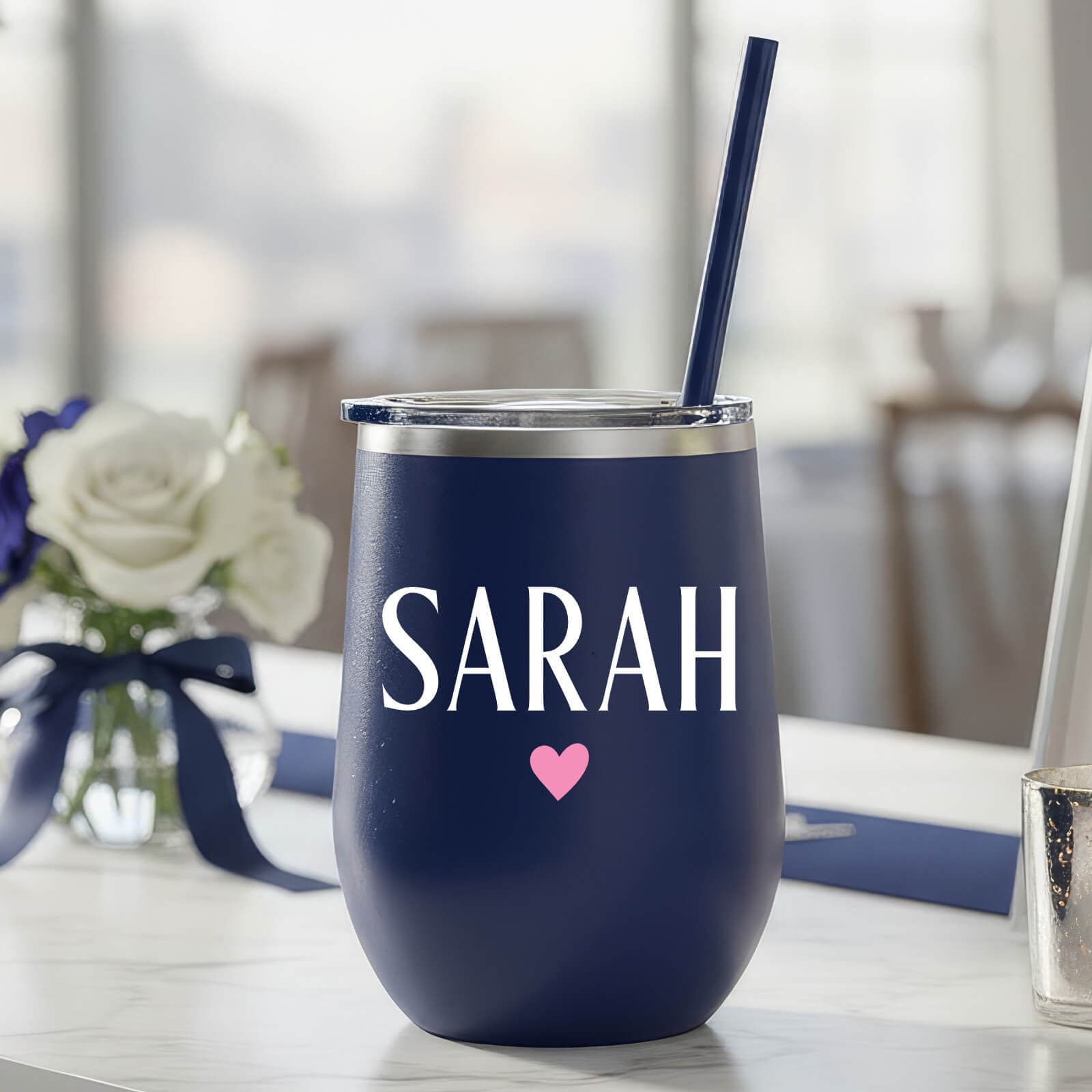 Wine Tumbler with Name & Heart