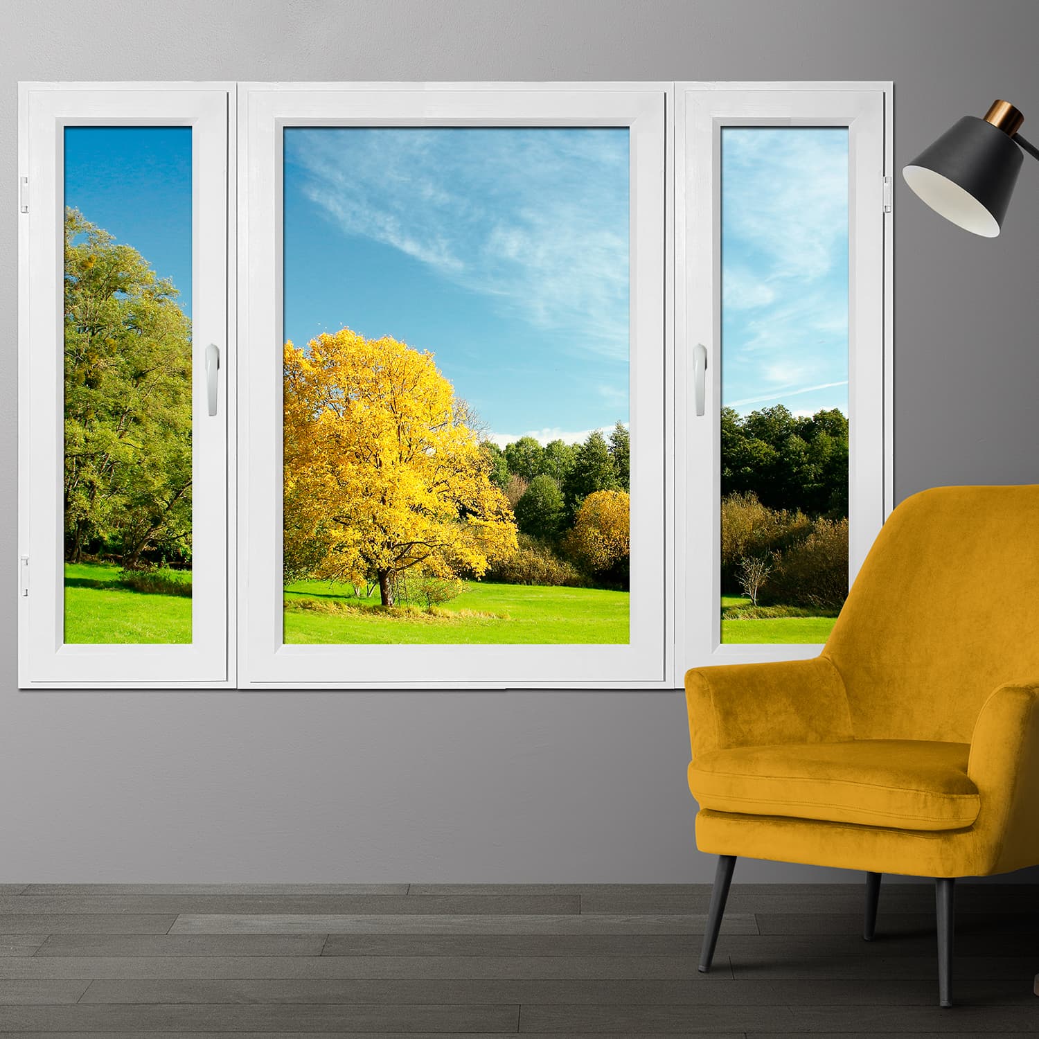 LED Fake window, woodline 7250 white