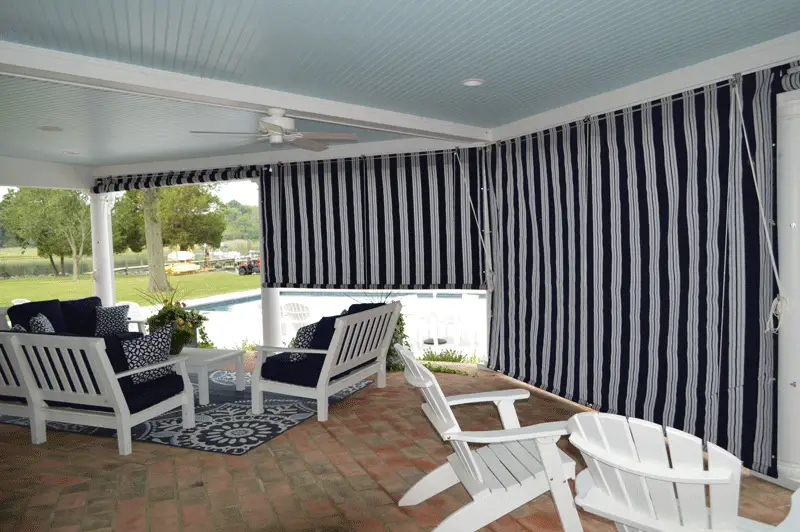 Porch Roller Curtains – Sunbrella Fabric – Up to 96″ Drop