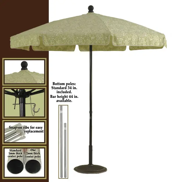 Patio Umbrella – 7 1/2′ Commercial Aluminum Fiberglass Ribs