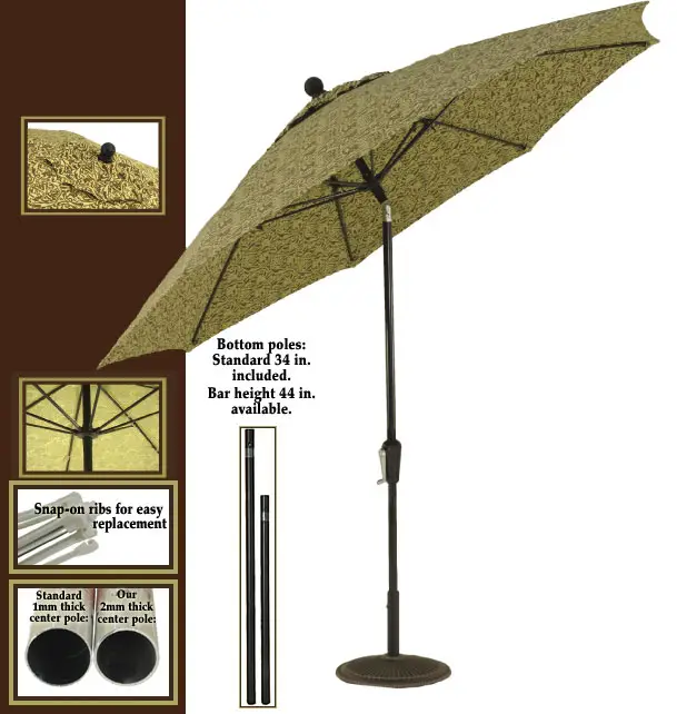 Patio Umbrella – Commercial Aluminum Market Fiberglass Ribs