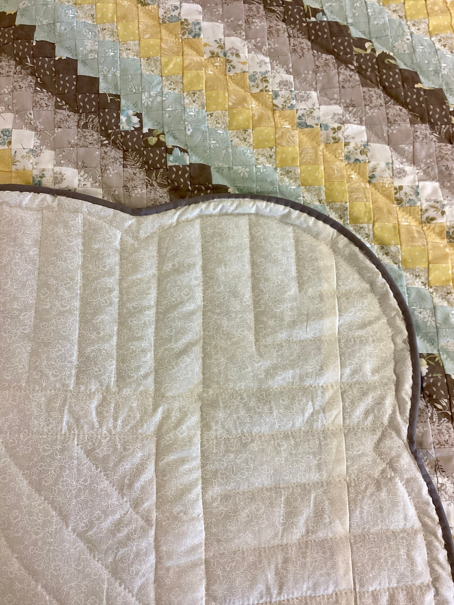 Yellow, Teal, and Gray Postage Stamp Quilt - thumbnail 2