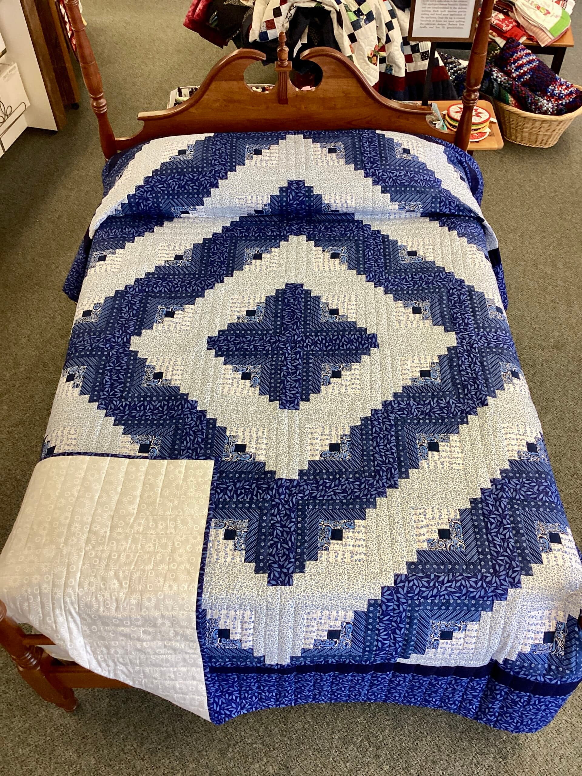 Navy Blue Log Cabin Quilt