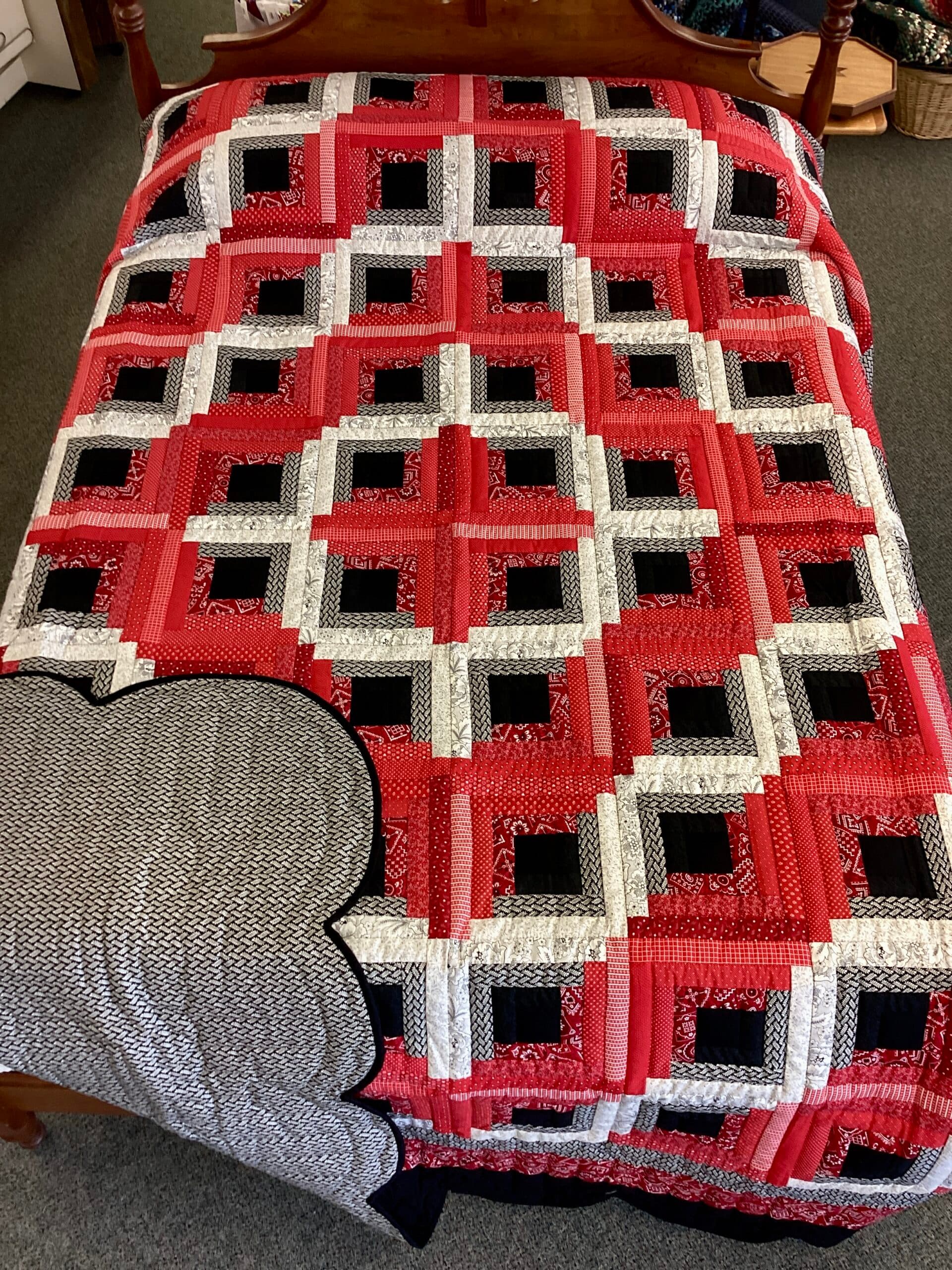 Red and Black Log Cabin