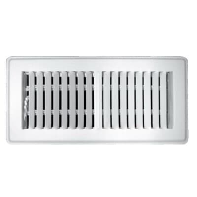 Heavy-Duty Metal Floor Register – Brown / White – 4 x 10