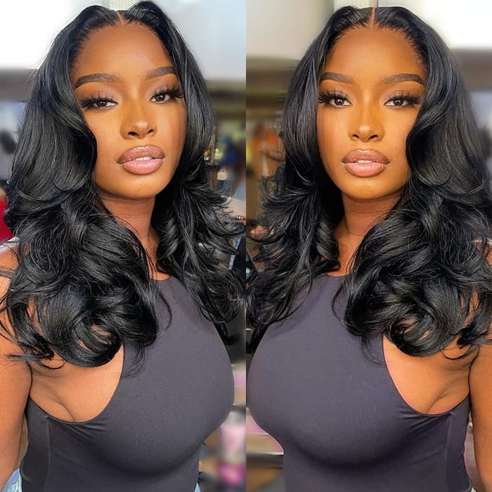 Face-Framing Curtain Bangs Body Wave Wig 6×5 Lace Glueless Wear Go Human Hair Wig - thumbnail 4