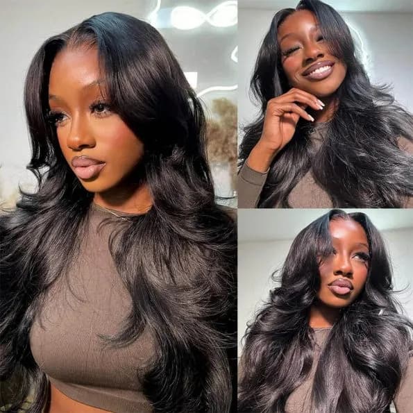 Face-Framing Curtain Bangs Body Wave Wig 6×5 Lace Glueless Wear Go Human Hair Wig - thumbnail 5