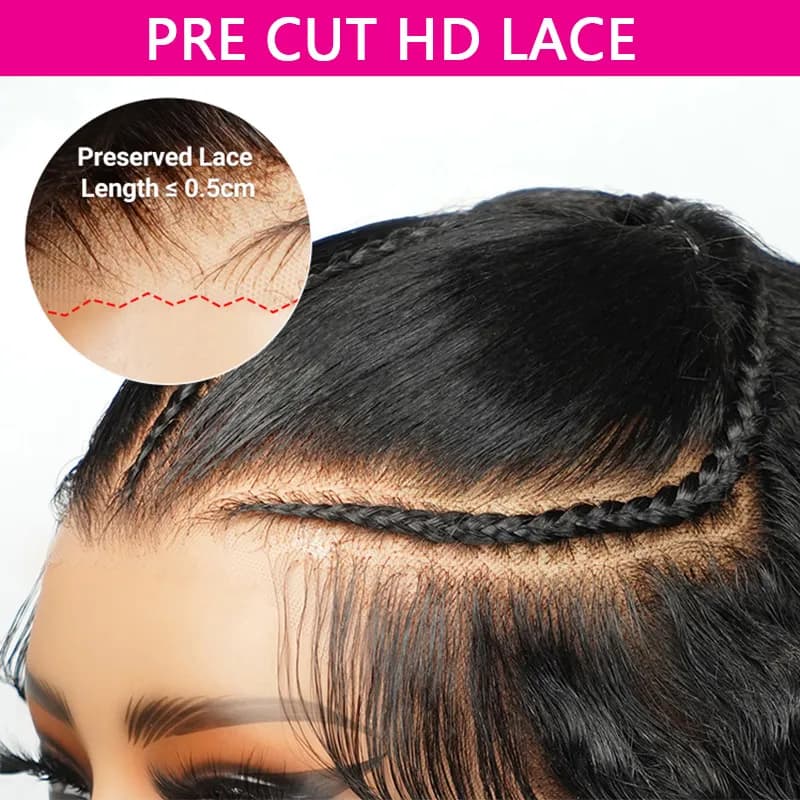 Pre Braided Deep Wave Glueless Human Hair Wig 9×6 Lace Pre Everything Flexi-Fit Cap With Knots Bleached - thumbnail 3