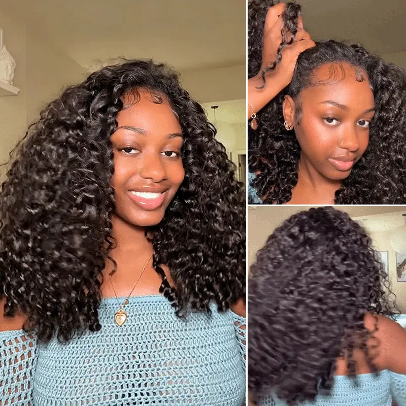 Burmese Curly Half Wig Drawstring Flip Over Human Hair Wig Spiral Curly Ends Glueless For Beginners - thumbnail 9