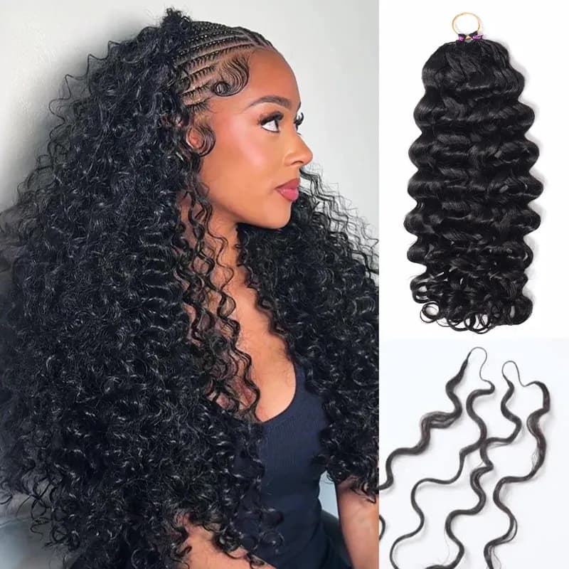 Indian Curly Crochet Human Hair for Boho Braids with Miracle Knots – Soft Waves Time-Saving Install