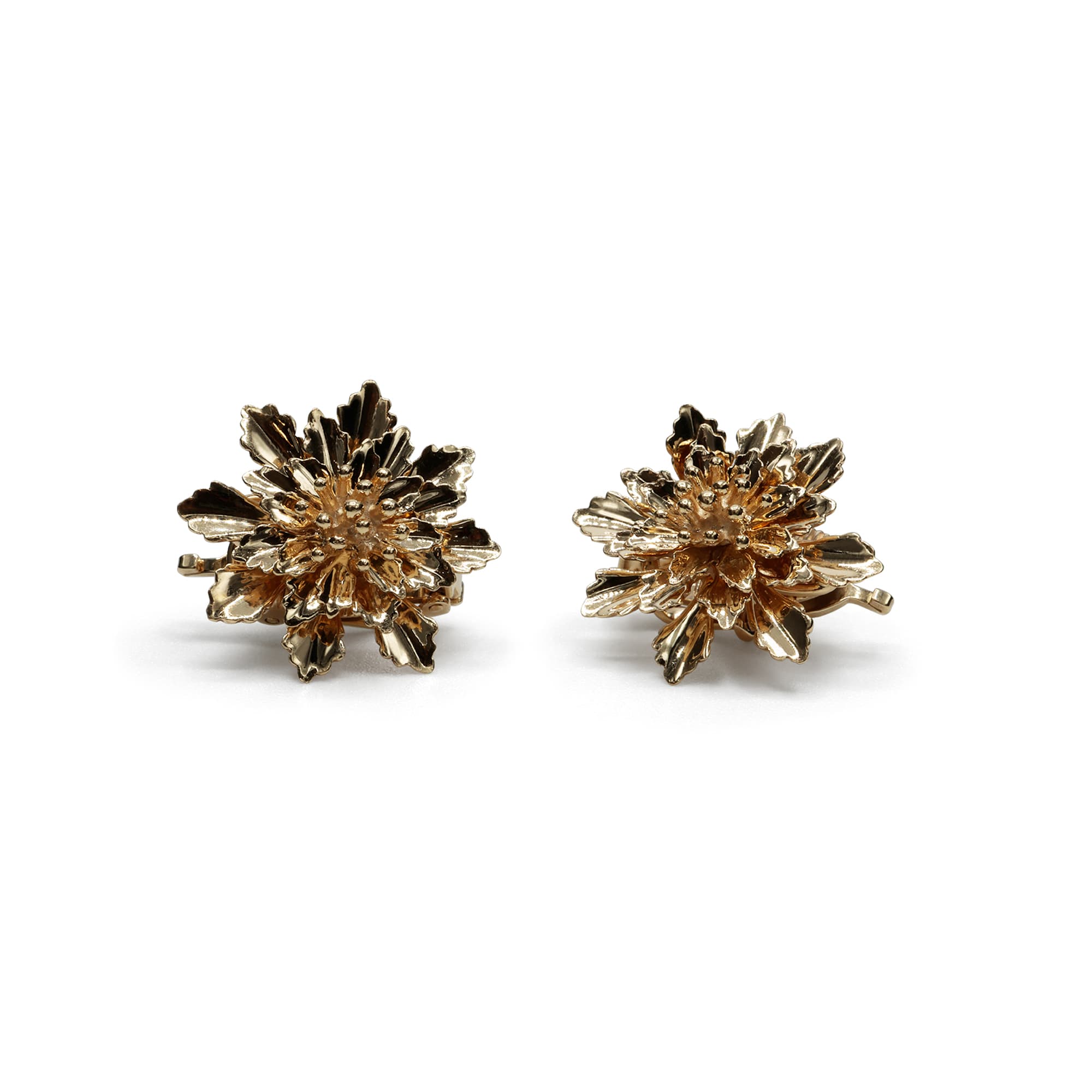 Tiffany & Co. George Schuler 14 Karat Yellow Gold Flower Clip On Lever-Back Earrings
