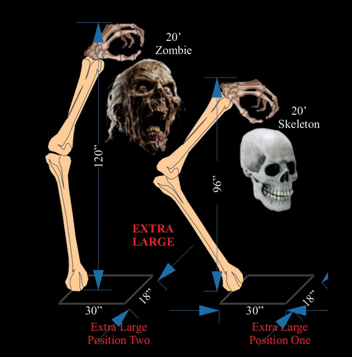 20′ Skeleton Arm Lantern Holder – 2 Sizes