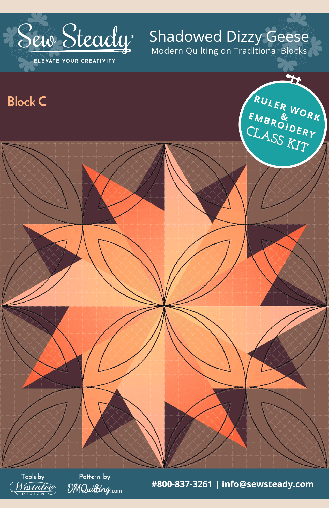 Shadowed Dizzy Geese Block C Quilt Kit
