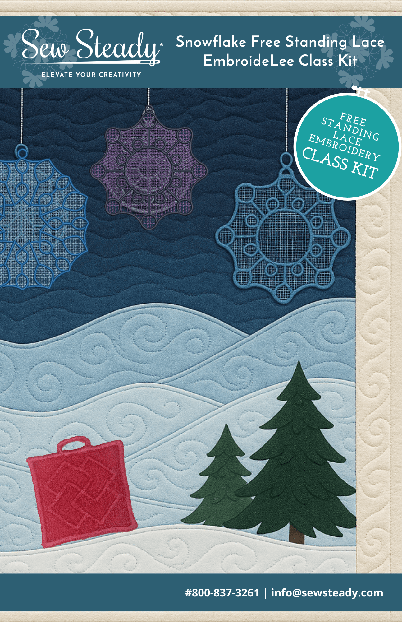 Snowflake Free Standing Lace EmbroideLee Class Kit