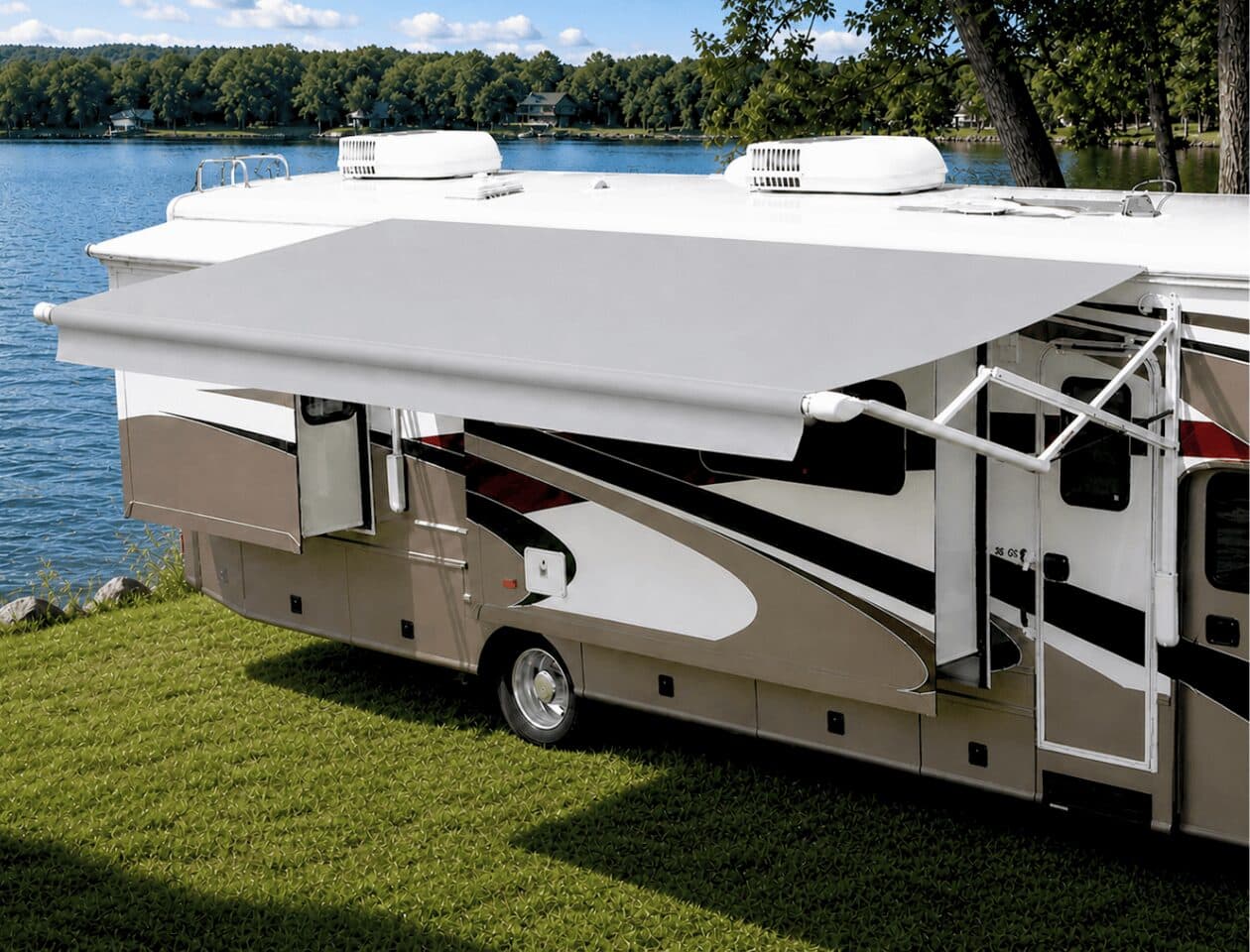 Classic Carefree Eclipse 12V, Electric RV Patio Awning with Solid Vinyl Fabric - thumbnail 3