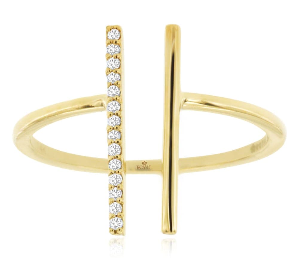 Double Bar Diamond Ring in Yellow Gold