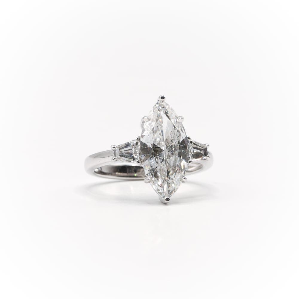 2.87ct Marquise Cut 3-Stone Diamond Ring - thumbnail 3