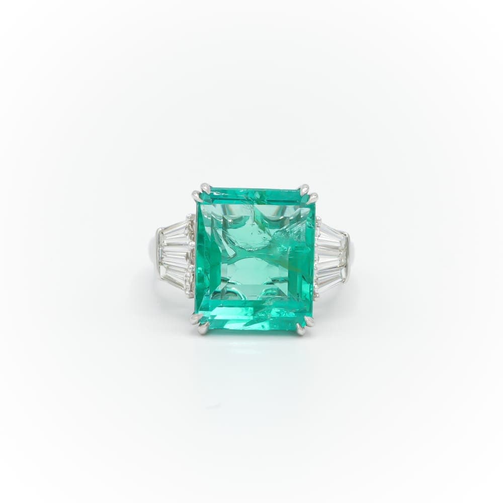 Colombian Octagonal Emerald & Diamond Ring
