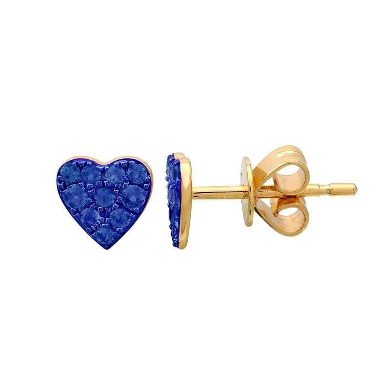 Sapphire Heart Stud Earrings