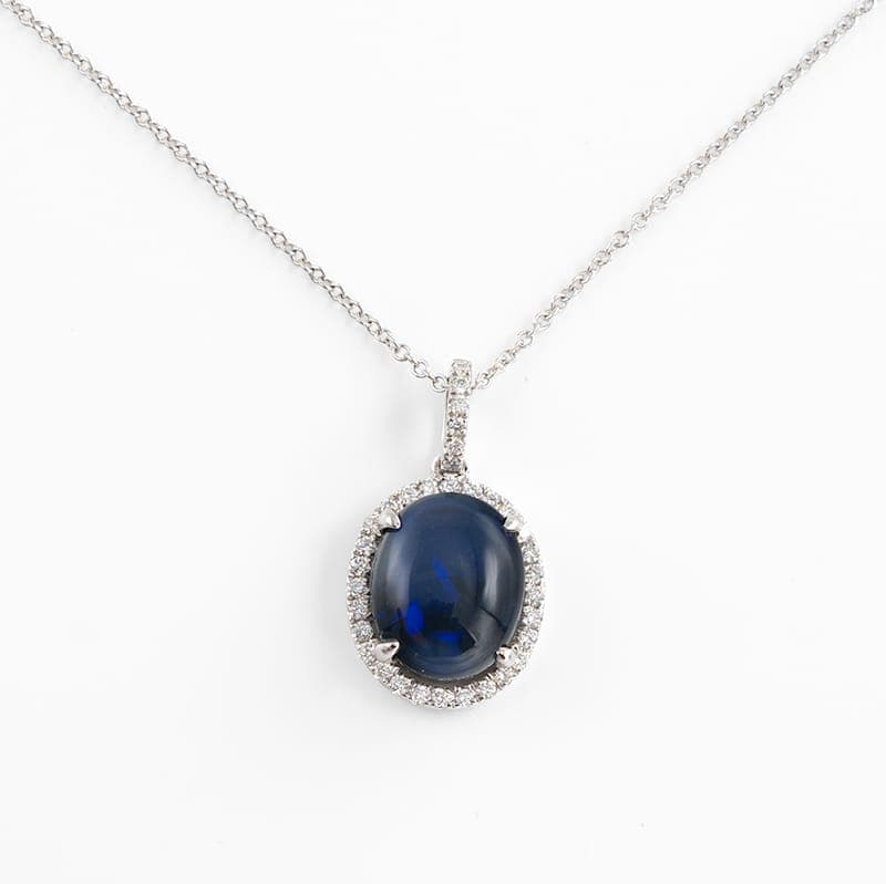 Lightning Ridge Opal & Diamond Pendant Necklace