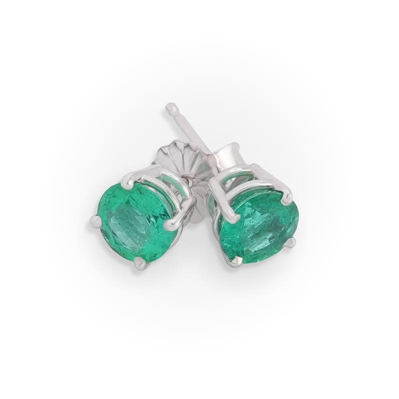 Natural Round Emerald Stud Earrings
