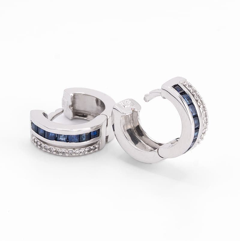 Sapphire and Diamond Hoops