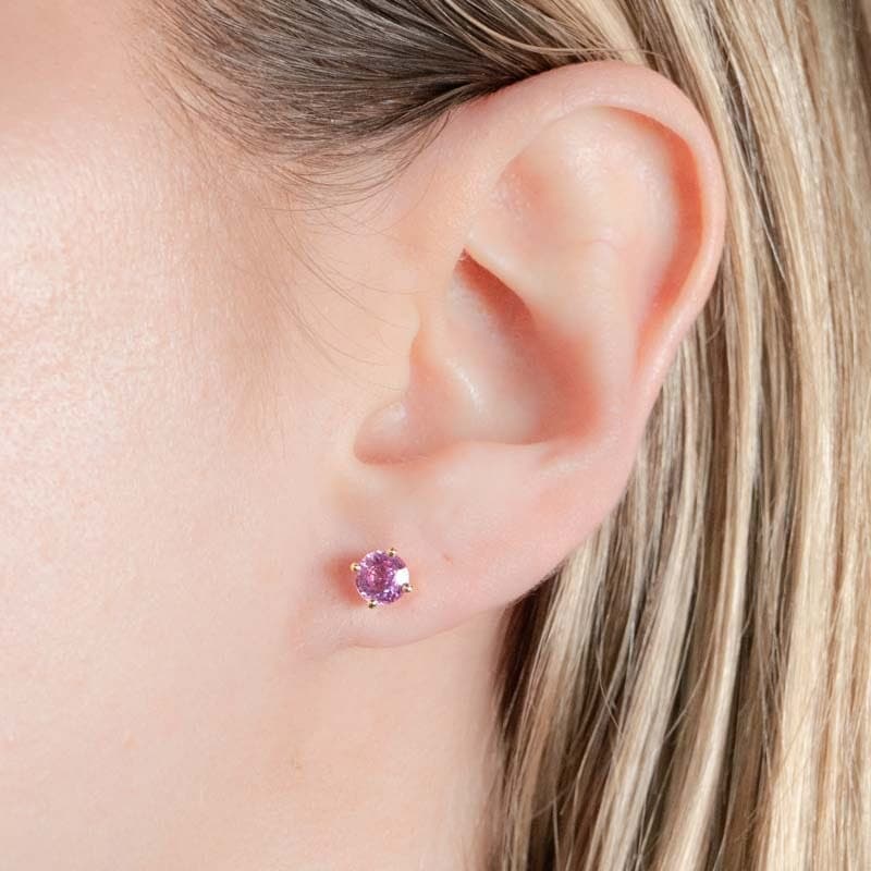 Natural Pink Sapphire Stud Earrings - thumbnail 2
