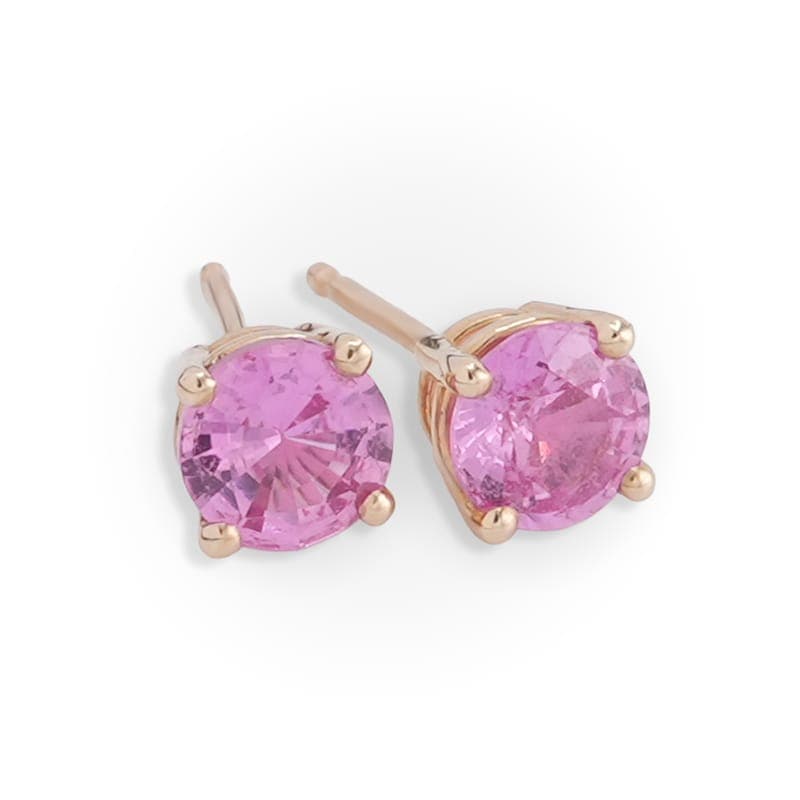 Natural Pink Sapphire Stud Earrings