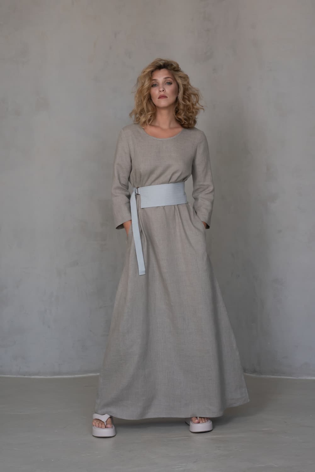 Double D-Ring Wide Linen Belt - thumbnail 4