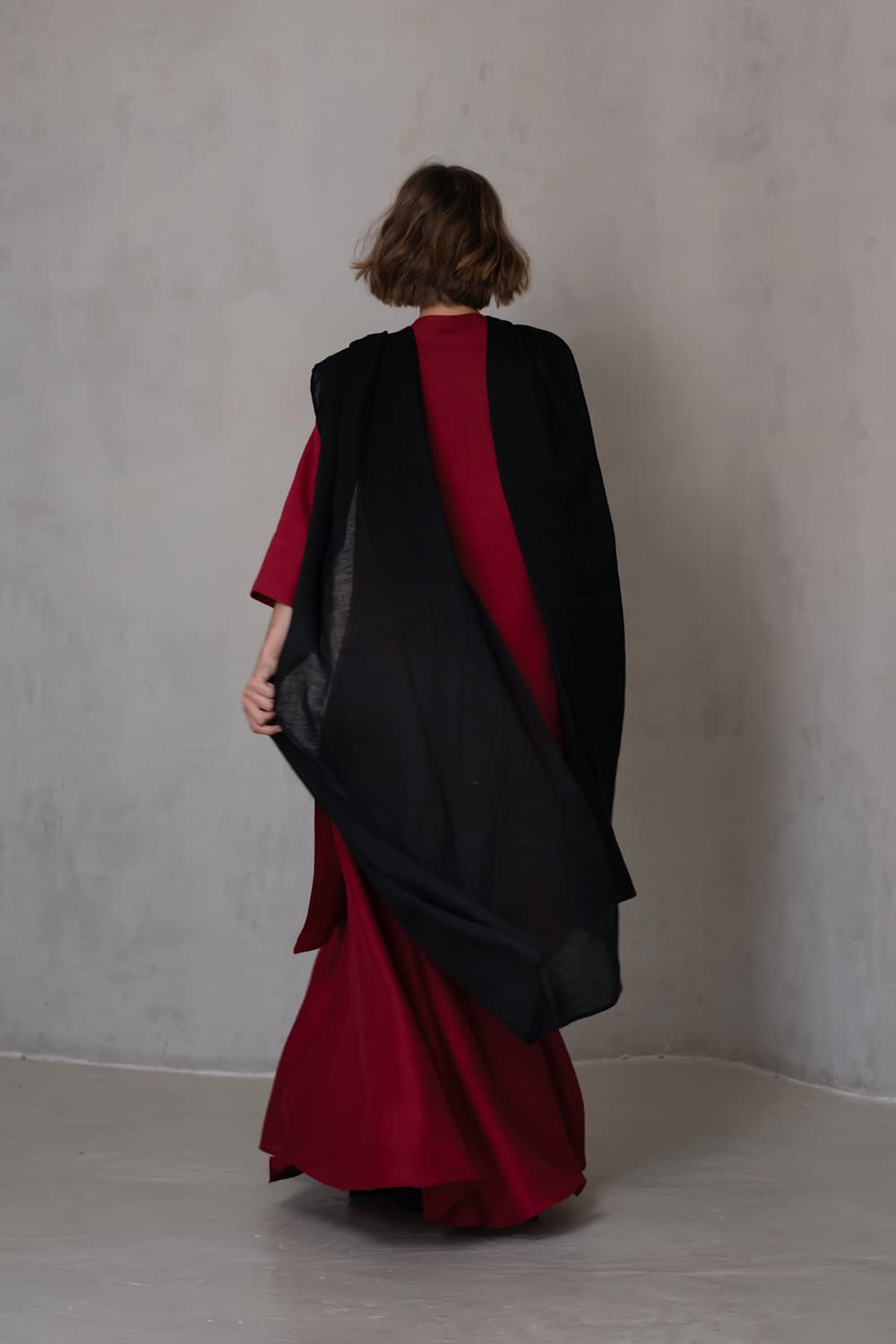 Black Gauze Linen Scarf - thumbnail 2